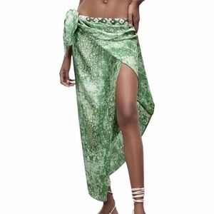 ⭐️ Zara ($90) Viscose High Rise Wrap Style Maxi Skirt with Beads - Waist 17